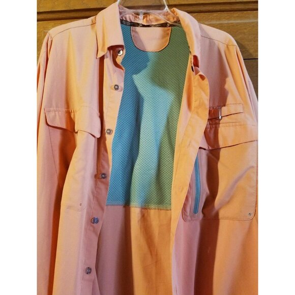 Three Forks Ranch Performance Fishing Shirt Orange XL Long Sleeve Mens - Picture 3 of 7